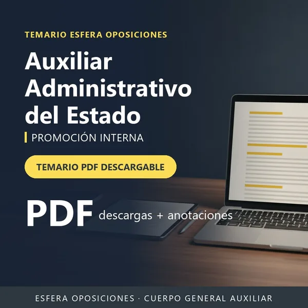 Temario en PDF descargable de Auxiliar del Estado · Promoción interna